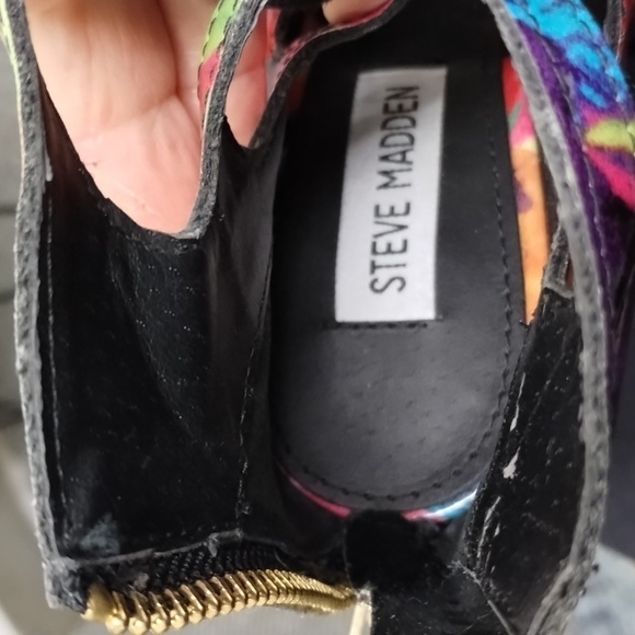 Steve Madden Cythiaa Multi-Color Open Toe Lace Up Heels Sz 5.5 M Beautful - Picture 12 of 15